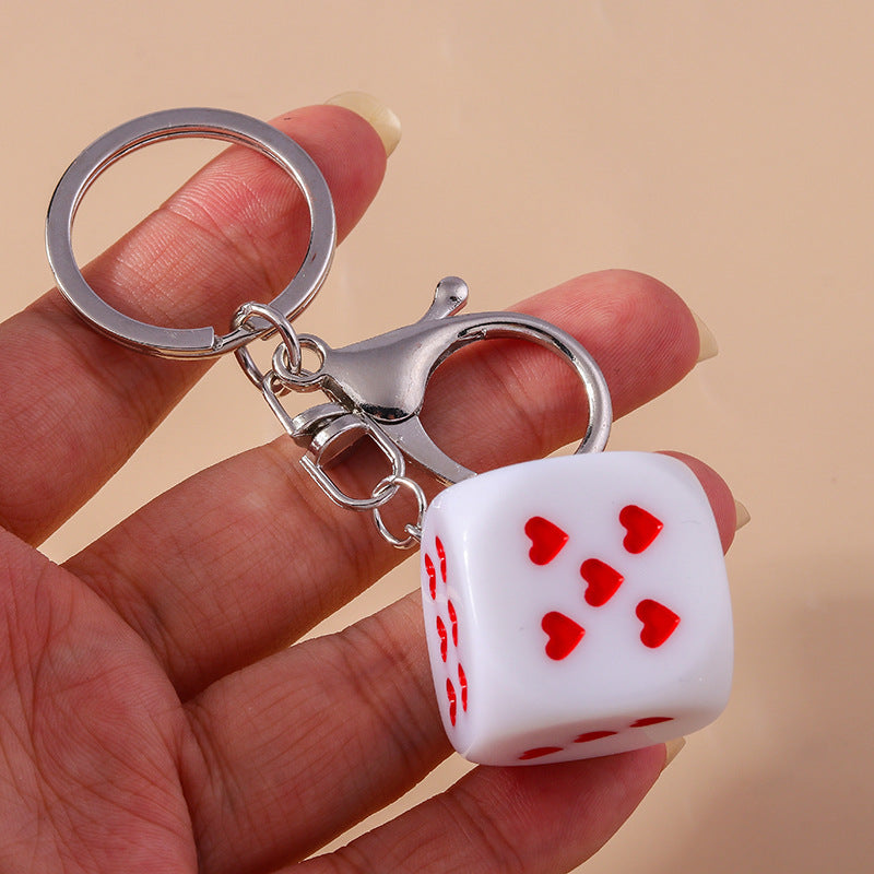 Love Dice Keychain Creative Design Oil Dripping Alloy Handmade Pendant Accessories