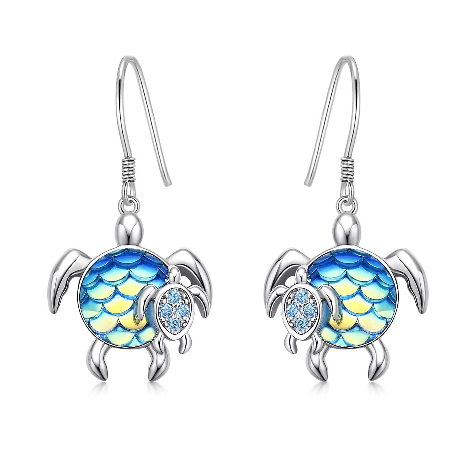 Turtle Earrings Sterling Silver Mom and Baby Dangle Mother and Daughter Tortoise