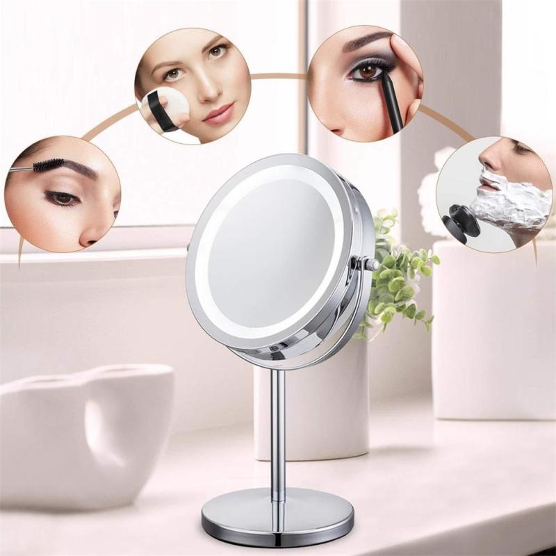 LED Makeup Mirror with 360° Rotation and 10x Magnification