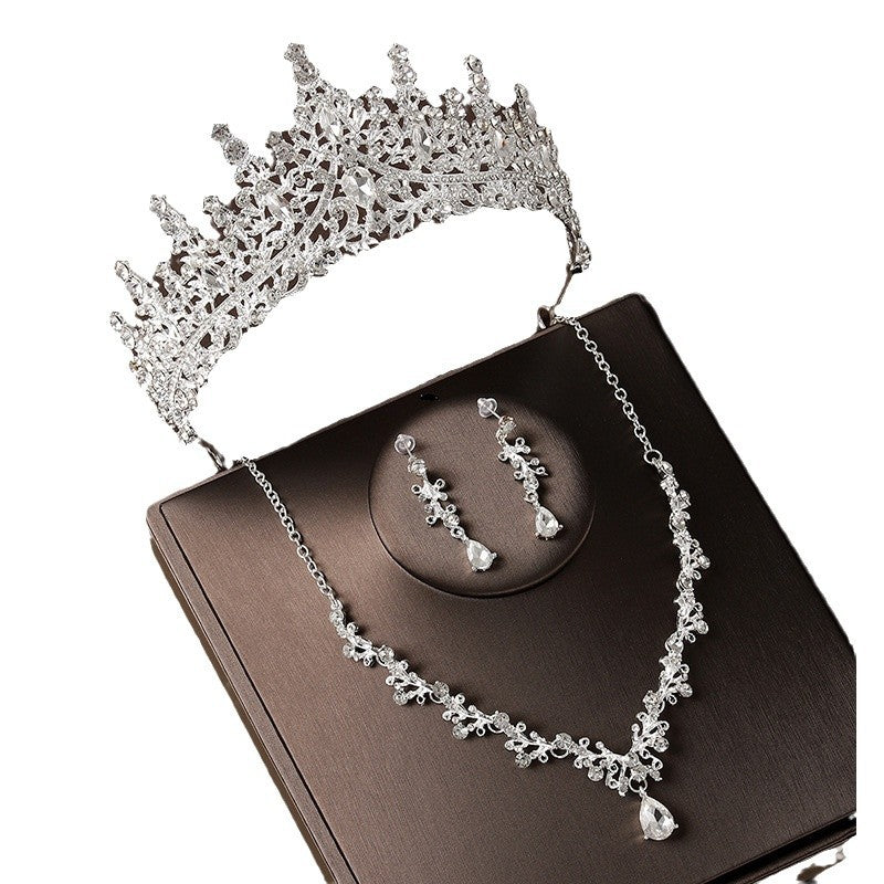 Retro Atmospheric Rhinestone Birthday Crown Hair Accessories Three-piece Suit