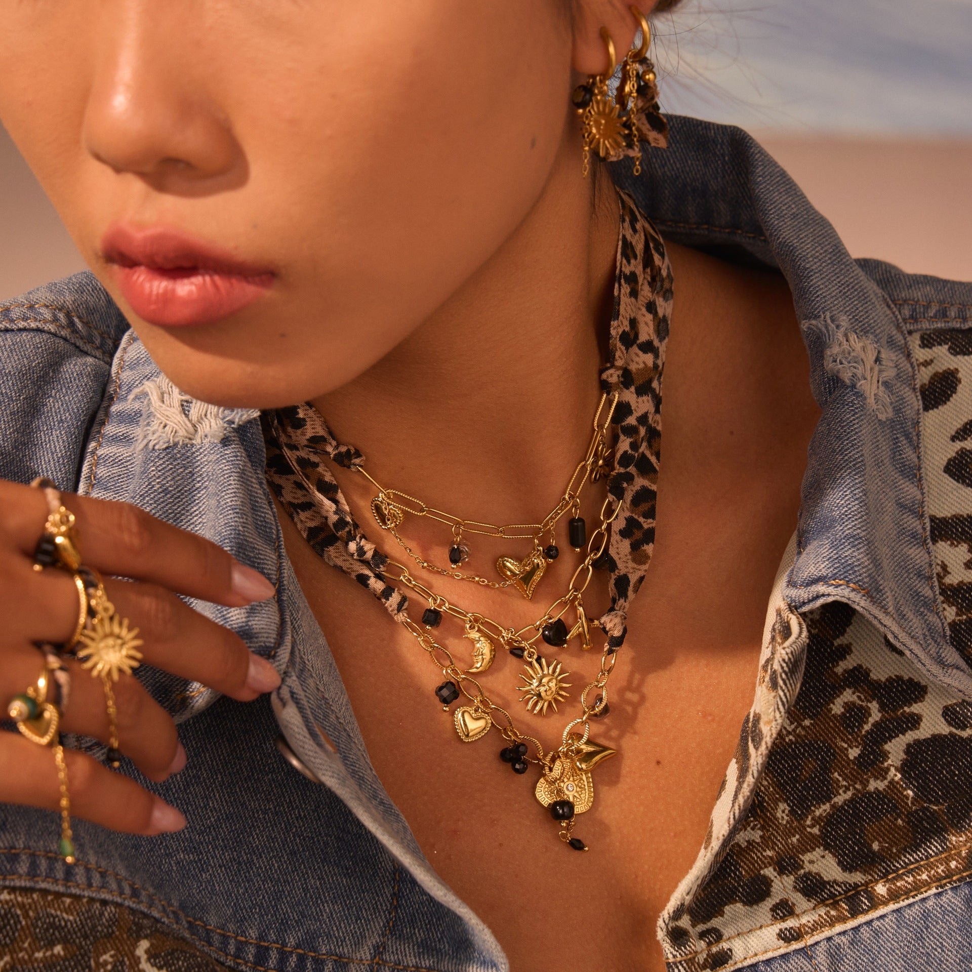 Leopard Series Love Sun Pendant Stainless Steel Ornament