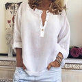 Solid Color Casual Loose Long Sleeve Linen Shirt