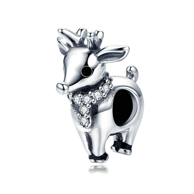 S925 sterling silver sika deer beads
