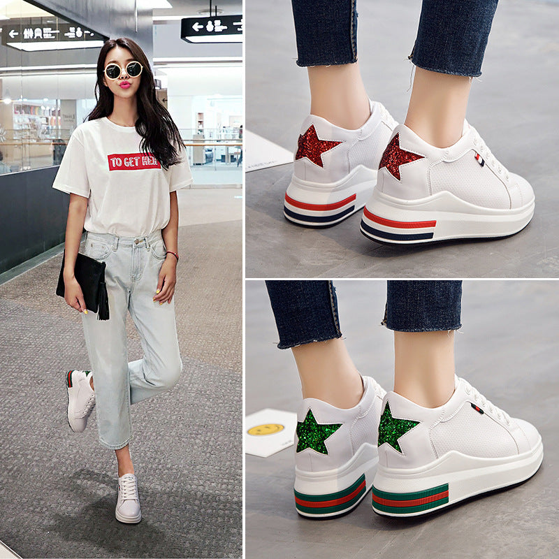 Elevated Sneakers, Versatile Lace-Up White Shoes