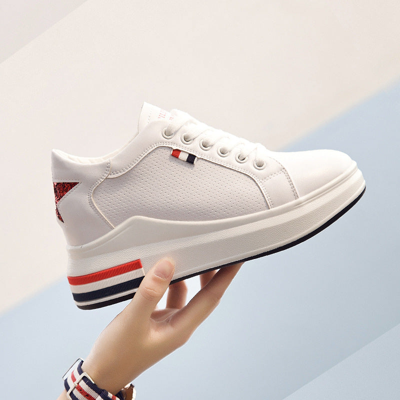 Elevated Sneakers, Versatile Lace-Up White Shoes