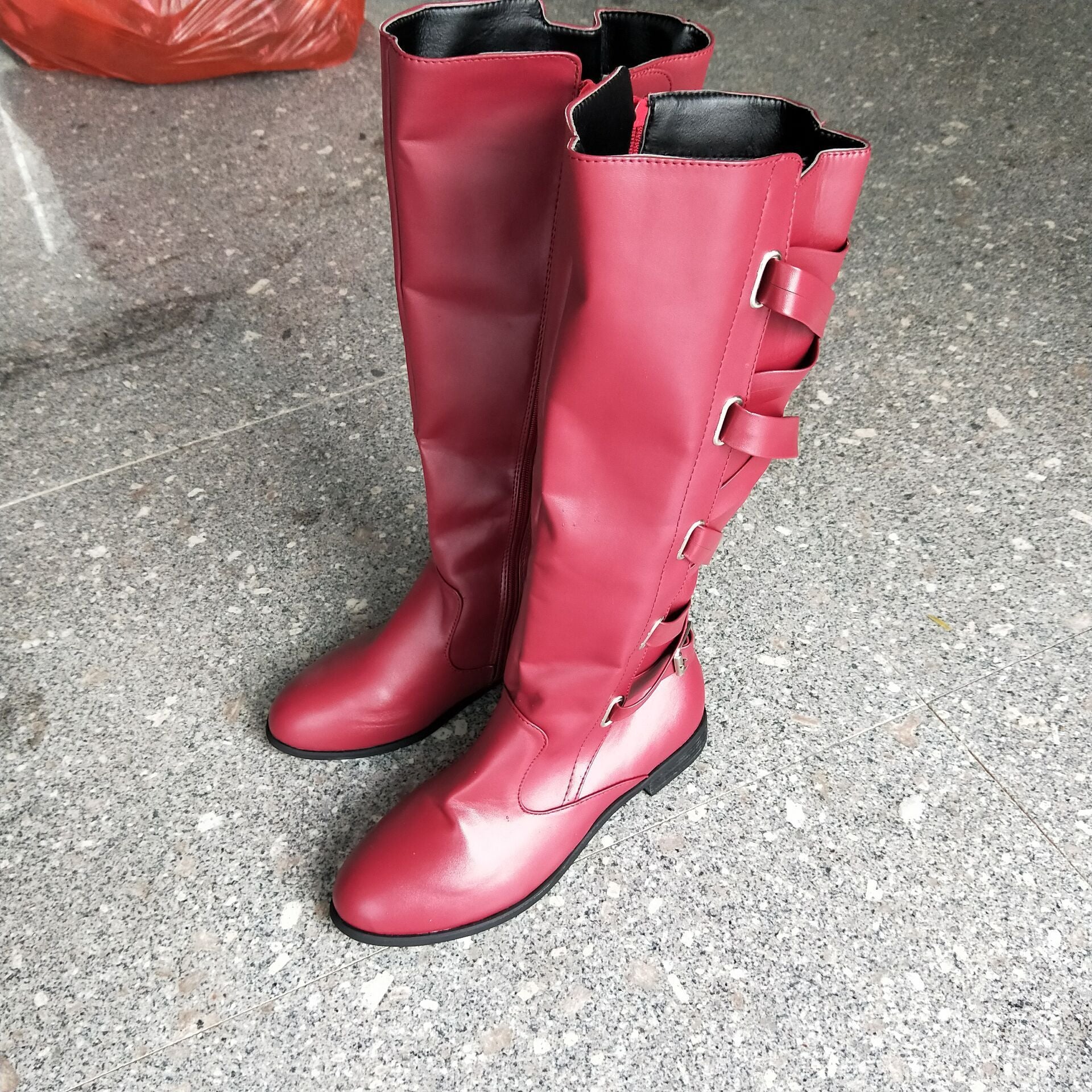 Lace-up Boots Round Toe Low Heel Rider Boots