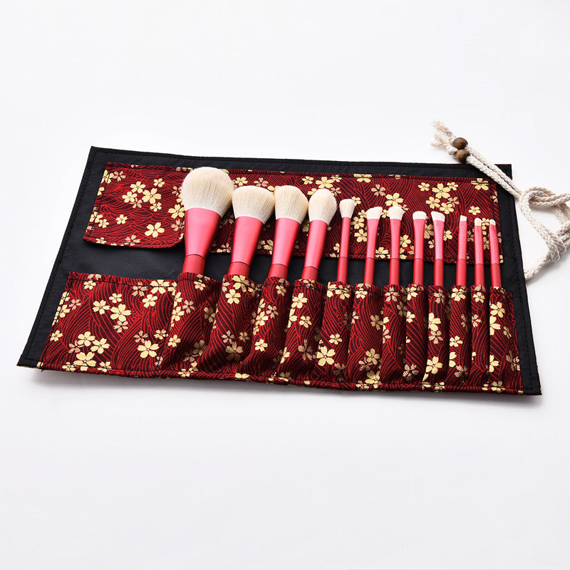 12-Piece Ruby Red Makeup Brush Set