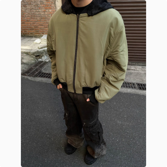 Men's Detachable Hooded Double-sided Leather Jacket