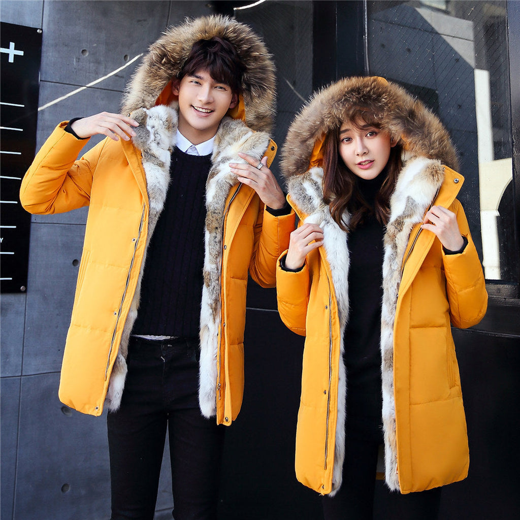 new down jacket men's long section Korean youth lovers men's winter large size coat thickening