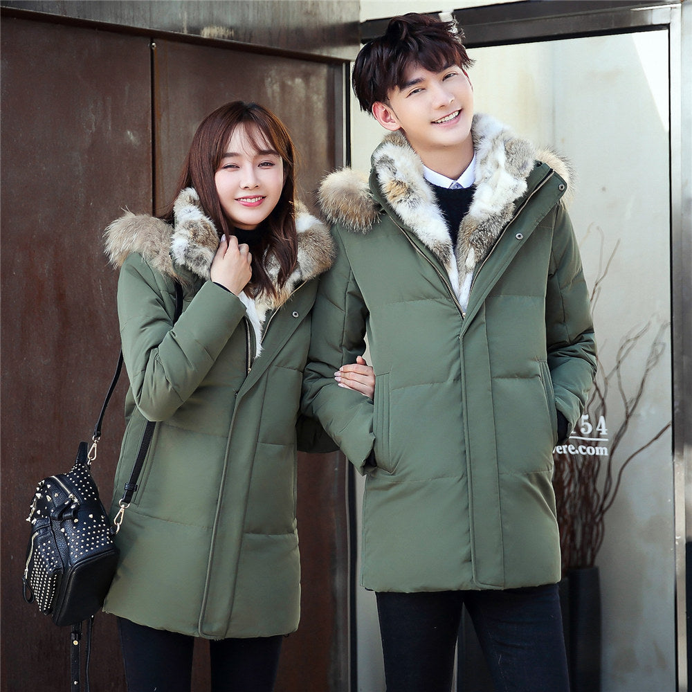 new down jacket men's long section Korean youth lovers men's winter large size coat thickening