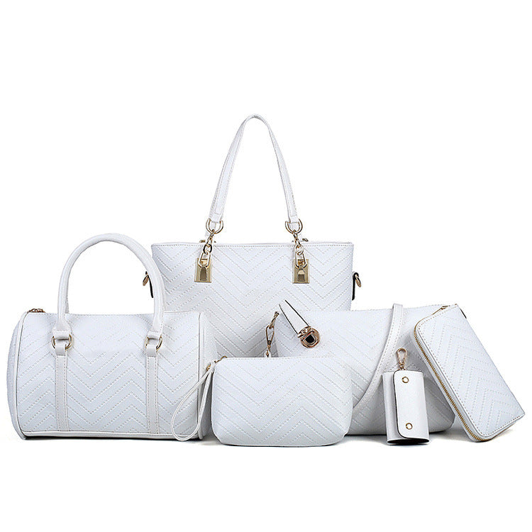 Trendy Embossed Six-Piece Mother Bag Set