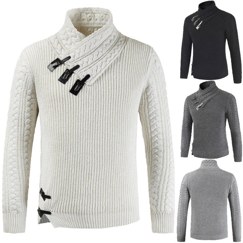 Men's Scalp Button Irregular Long Sleeve T-Shirt