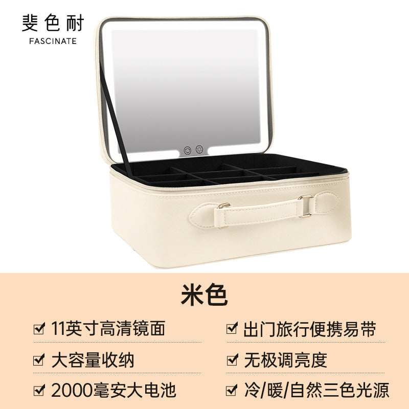Portable LED Makeup Mirror with Storage for Girls