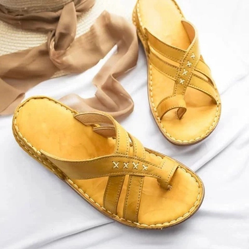 Retro Women's Wedge Heel European And American Casual Plus Size Shoes Solid Color Sandals