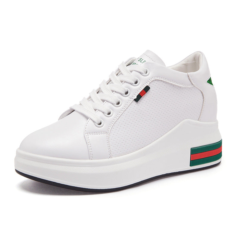 Elevated Sneakers, Versatile Lace-Up White Shoes
