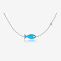 Diamond Fish Pendant S925 Silver Necklace