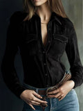 Women's Long-sleeve Deerskin Velvet Blouse