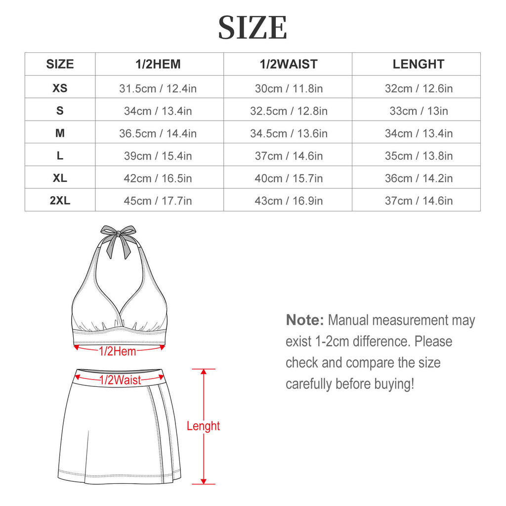 Kawaii Bubbles Halter Skirt Swimsuit Set