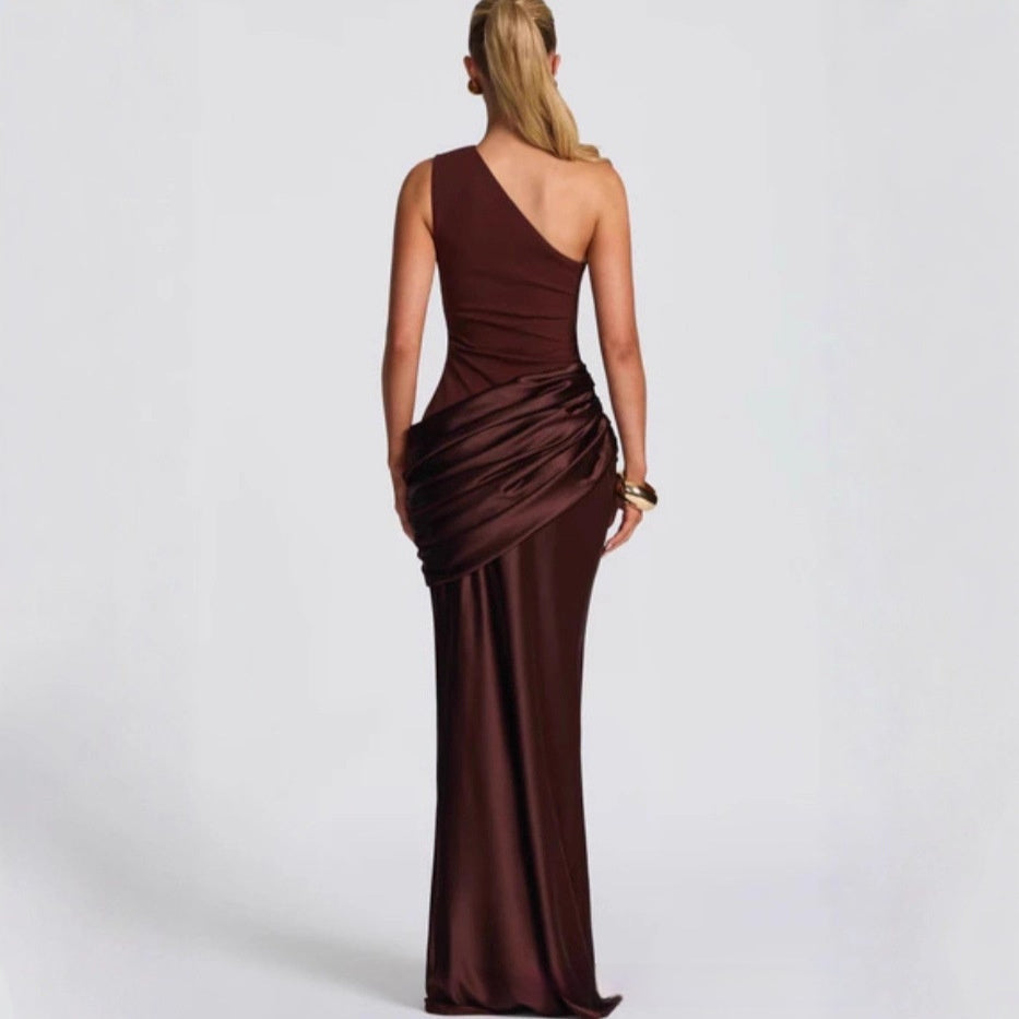 Elegant Womens Long One-Shoulder Dress