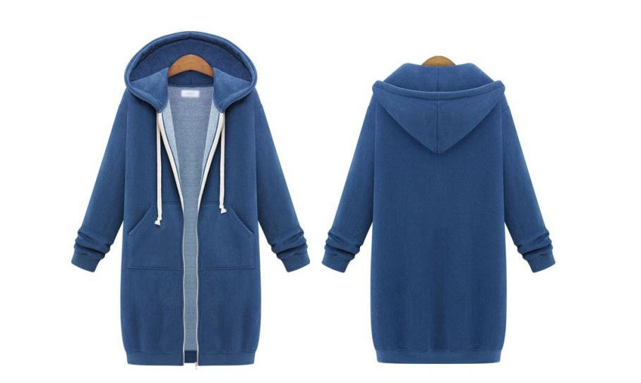 Hooded Long-sleeved Winter Sweater Women's Jacket In A Long Thick Shirt