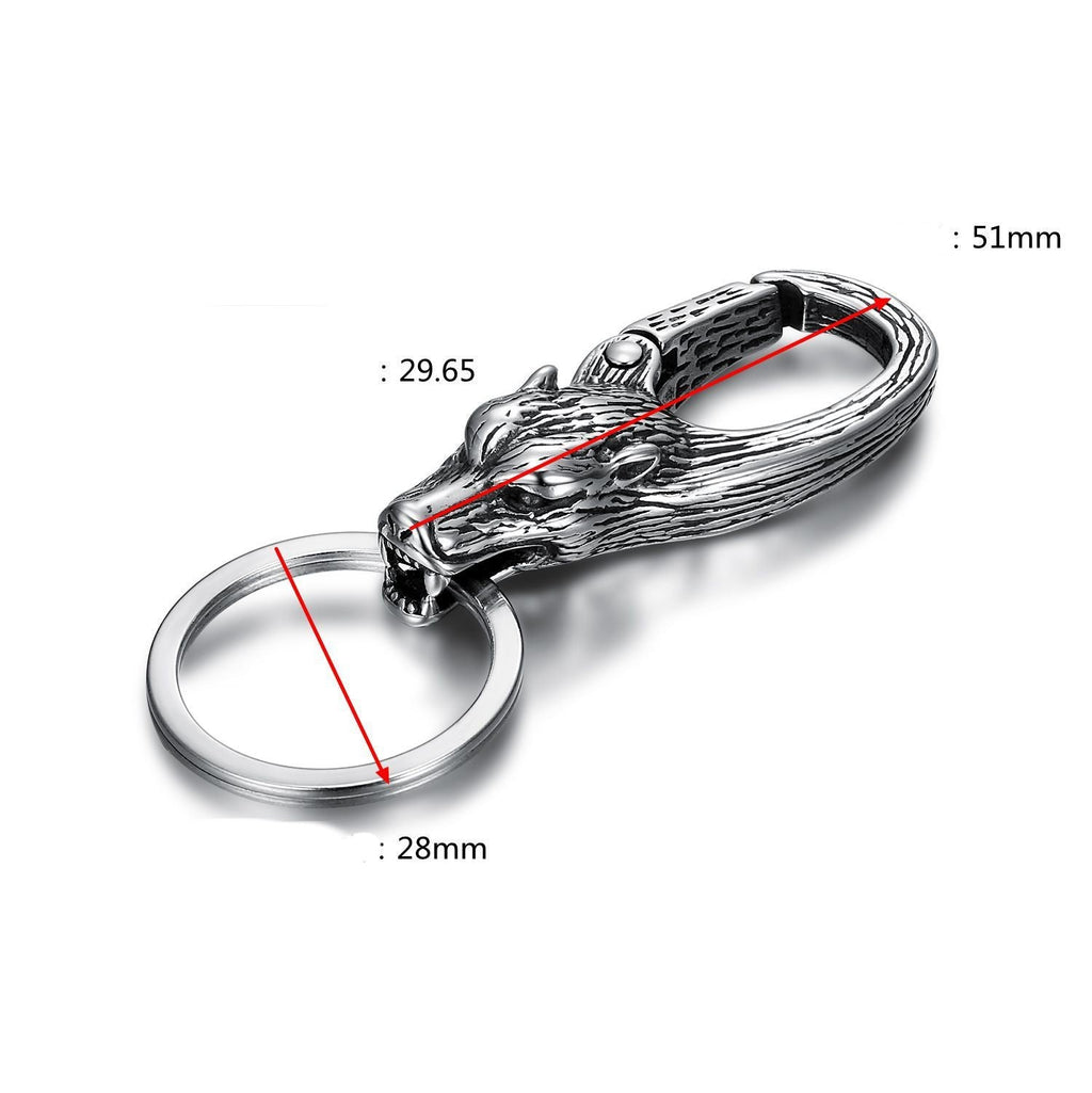 European And American Fashion Wolf Head Stainless Steel Keychain