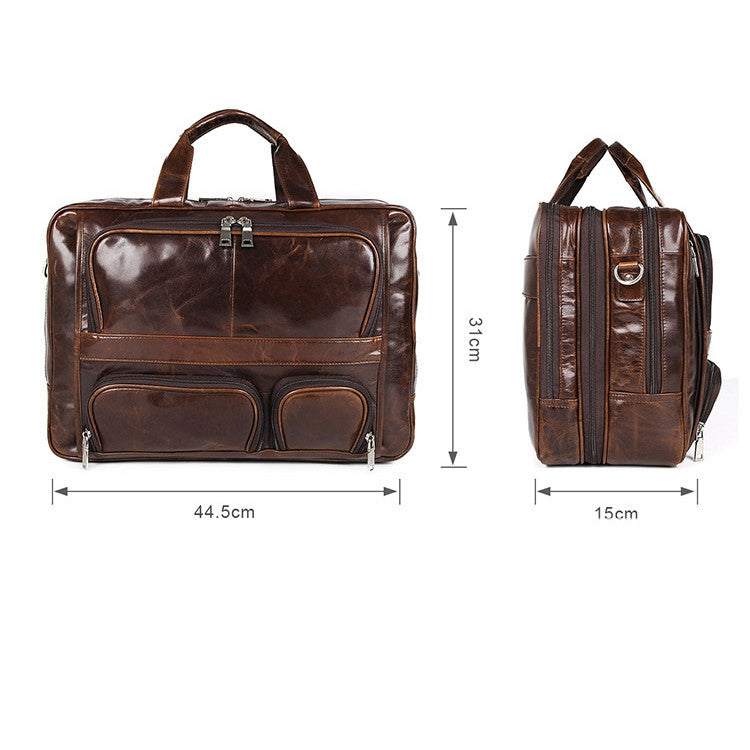 Men's Large Capacity Leather Handbag Computer Briefcase
