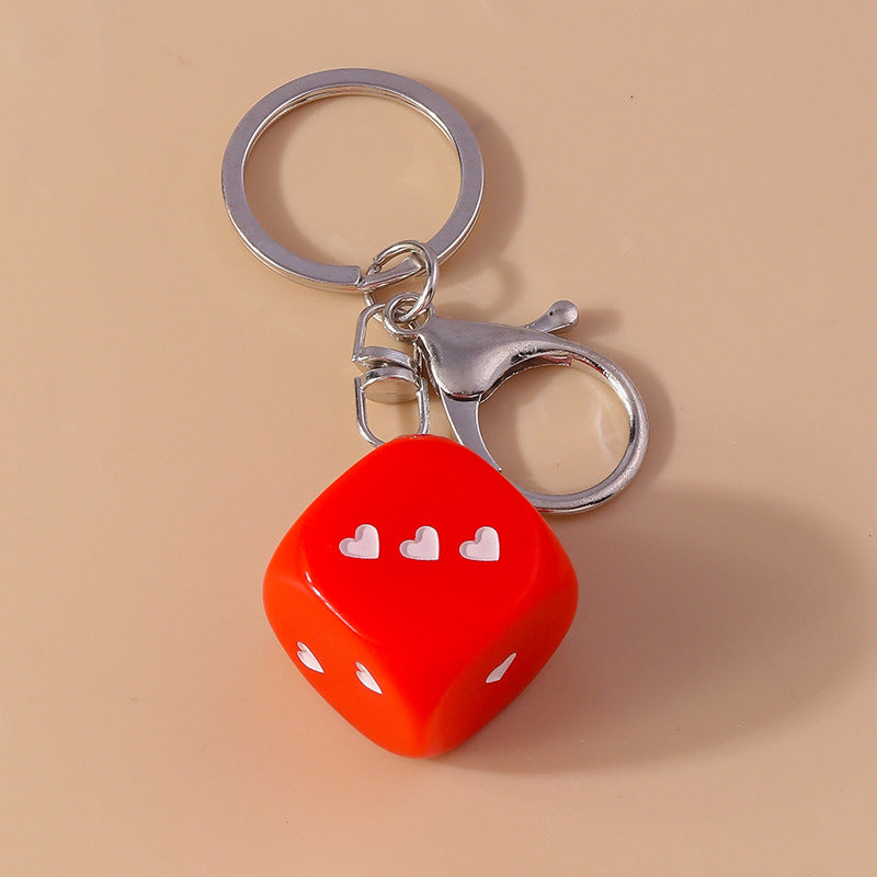 Love Dice Keychain Creative Design Oil Dripping Alloy Handmade Pendant Accessories