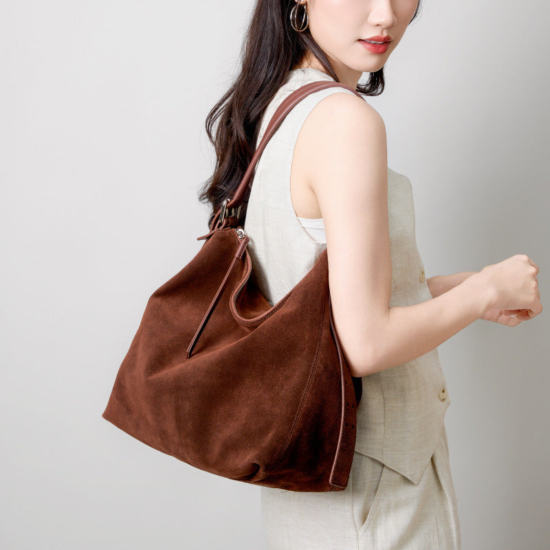 High-end Casual Underarm Tote Bag Made From Top-layer Cowhide
