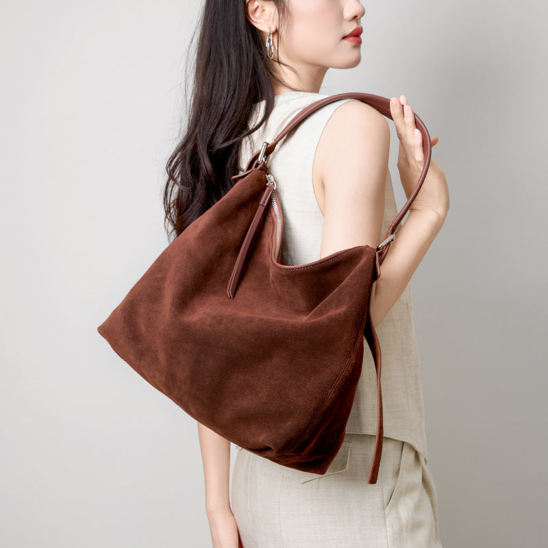 High-end Casual Underarm Tote Bag Made From Top-layer Cowhide