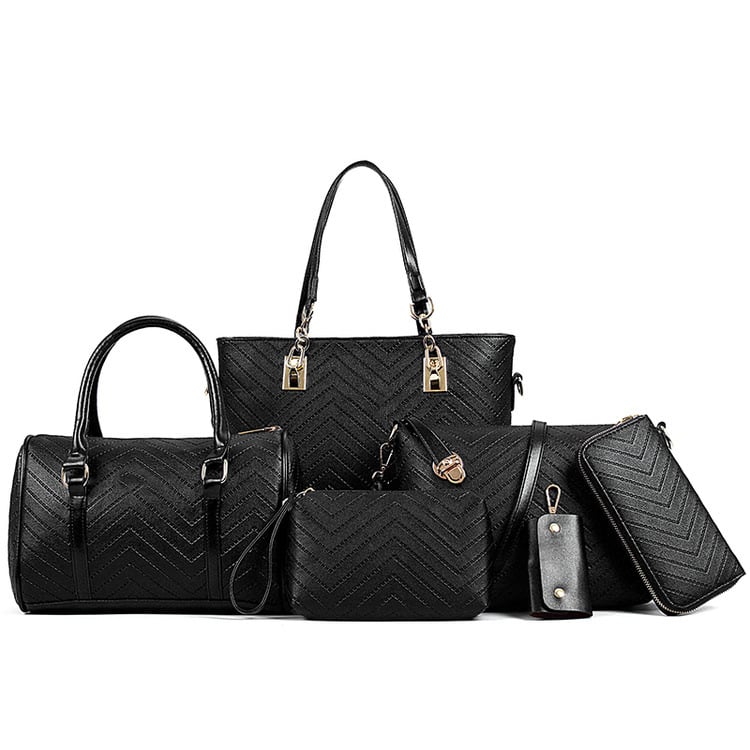 Trendy Embossed Six-Piece Mother Bag Set