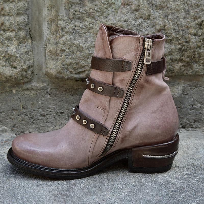 Low-heeled wedge heel round toe short-leg lace-up casual women's boots