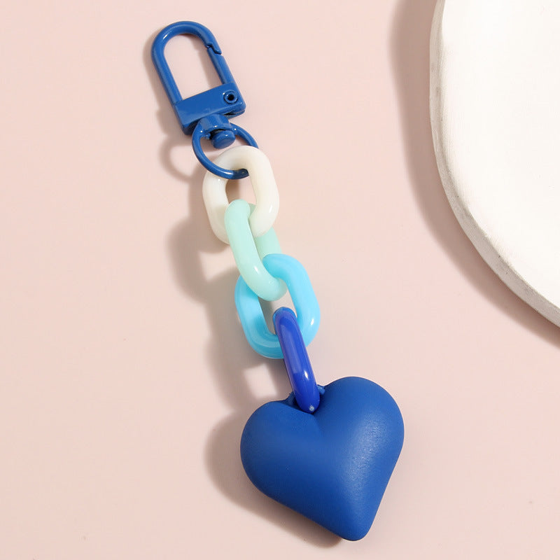 Black Blue Chain Love Heart Xiaohongshu Car Key Ring Hanging Ornaments
