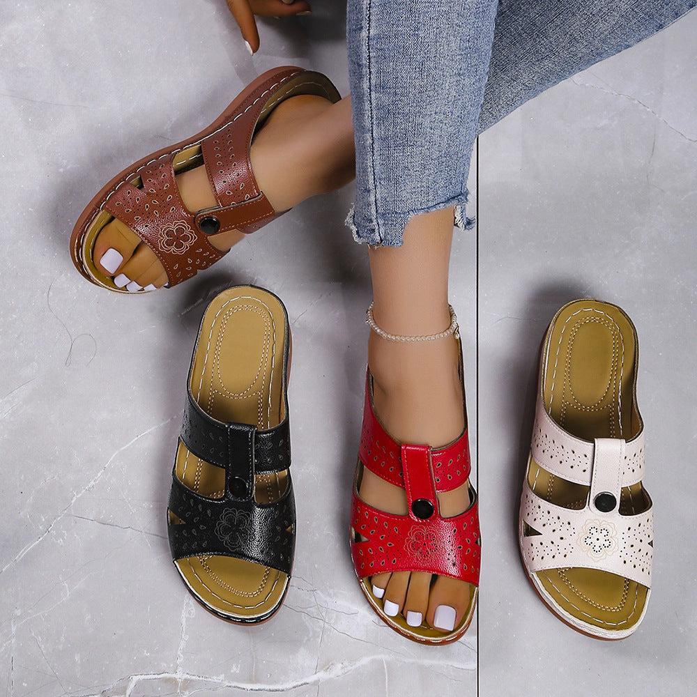 Women's European And American Wedge Heel Flat Sandals
