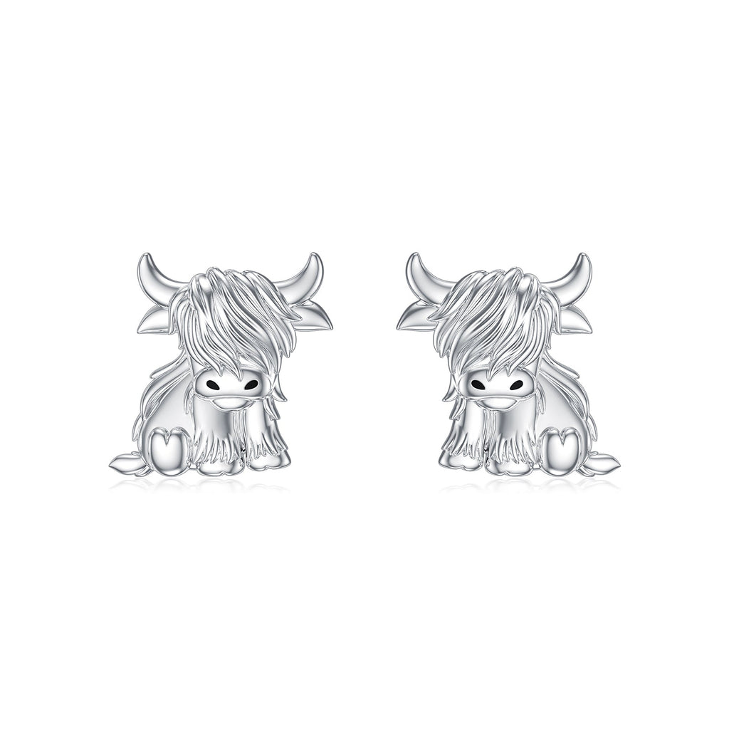 Highland Cow Earrings 925 Sterling Silver Cow Studs Earrings Highland Cow Jewelry Gifts