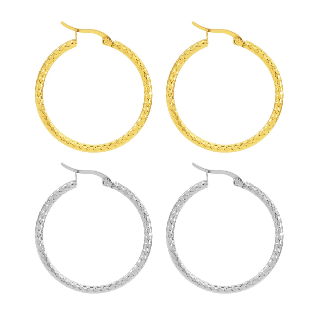 18K Gold-plated Dense Emboss Round Ring Earrings Advanced Sense
