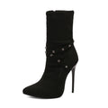 Womens European-style Mid-calf Boots With Slender High Heels