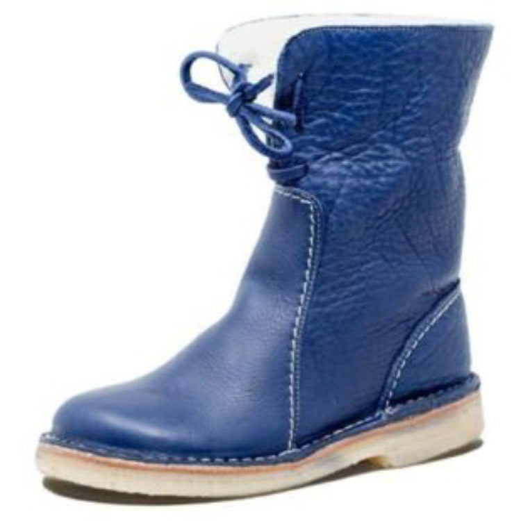 Large Size Women's Casual Lace-up Fleece Warm Martin Boots