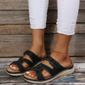 European And Beautiful Car Stitching Casual Lightweight Wedge Heel Platform Buckle Sandals