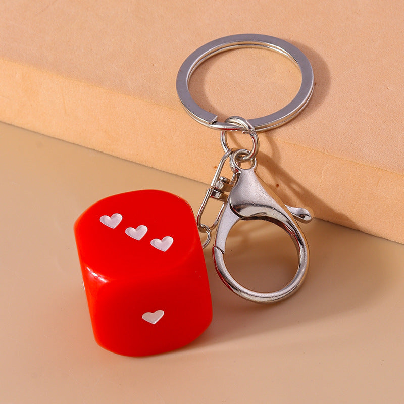 Love Dice Keychain Creative Design Oil Dripping Alloy Handmade Pendant Accessories