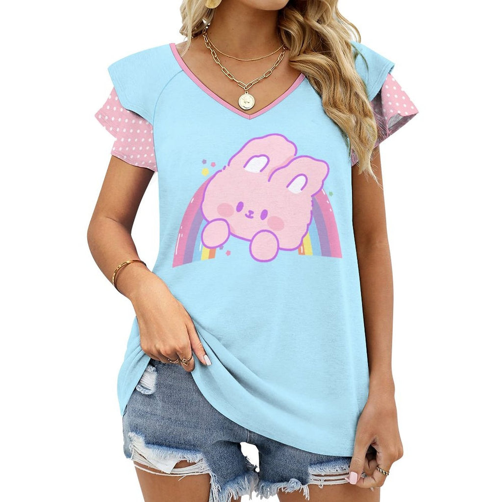 Kawaii Bunny Rainbow Ruffle Play Tee