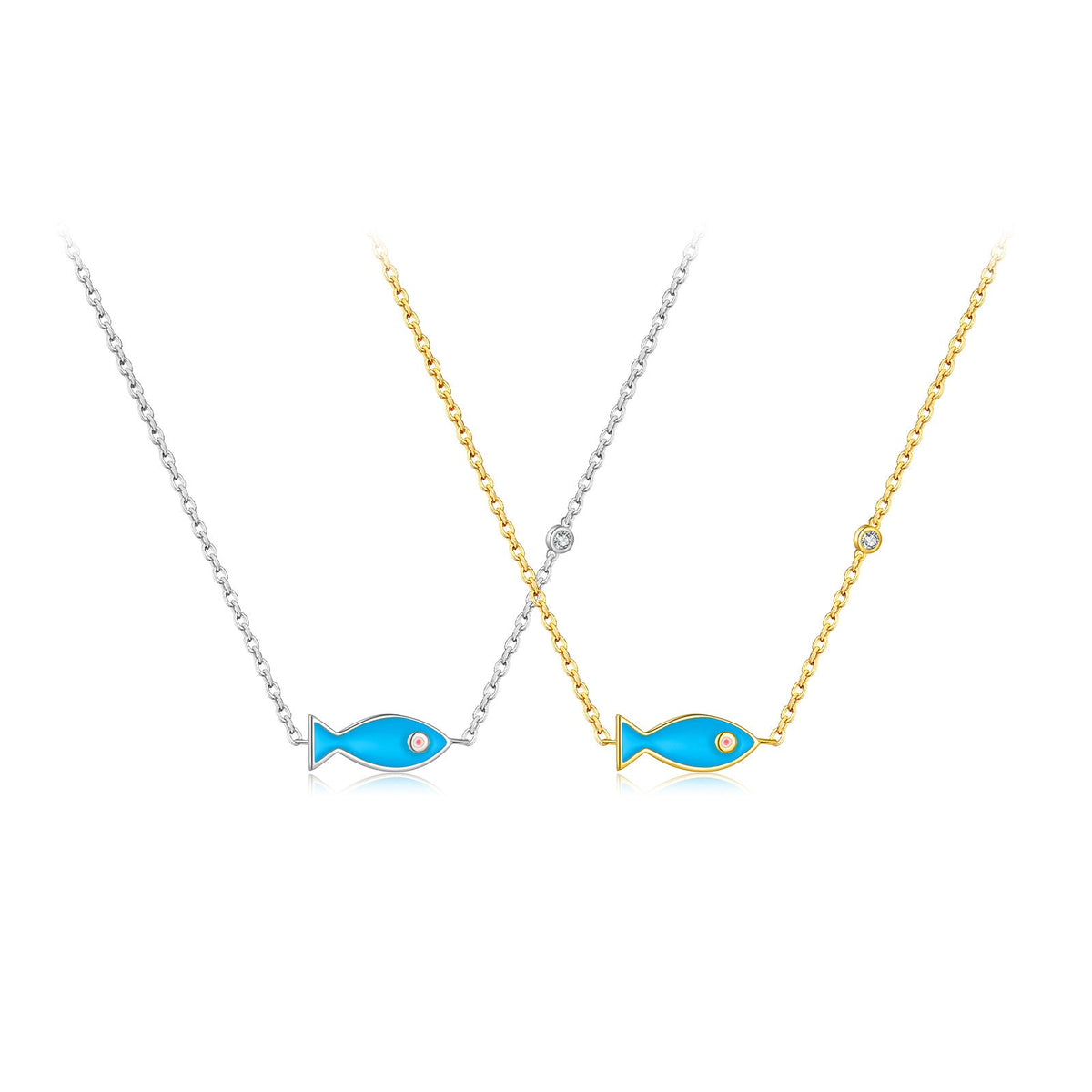 Diamond Fish Pendant S925 Silver Necklace
