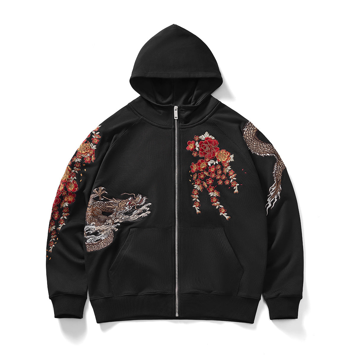 Heavy Duty Embroidered Hooded Cardigan With A Ziptrendy Streetwear Jacket