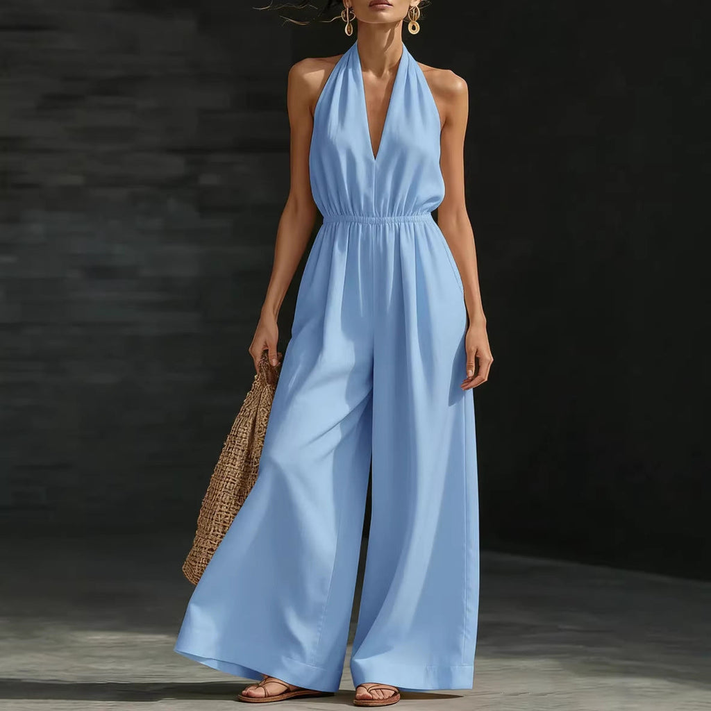V-neck Halter Neck Jumpsuit For Women
