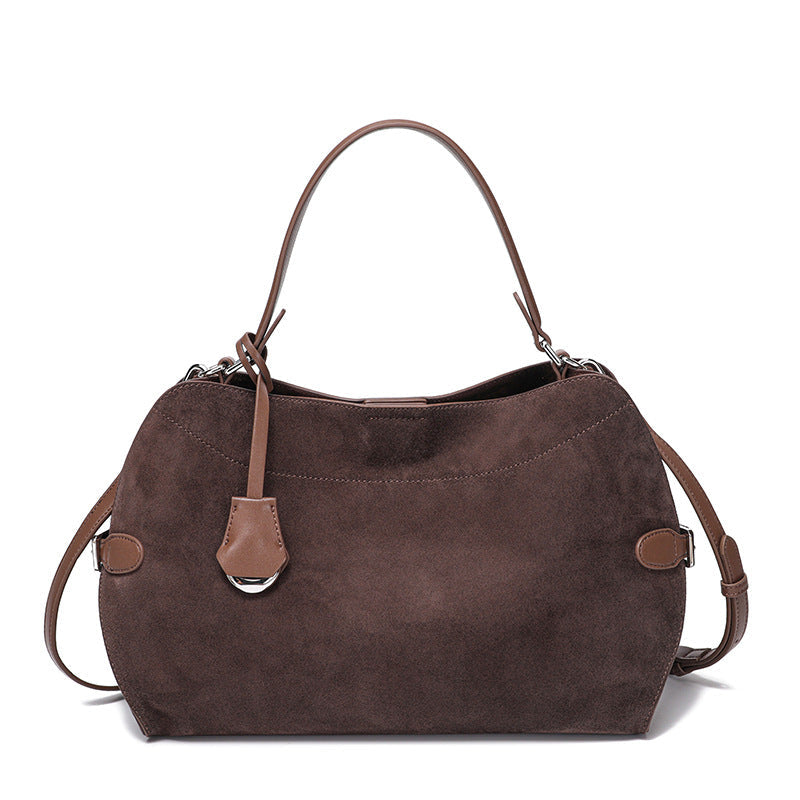 Genuine Deer Suede Brushed Leather Crossbody Bag Versatile