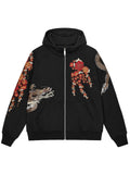 Heavy Duty Embroidered Hooded Cardigan With A Ziptrendy Streetwear Jacket