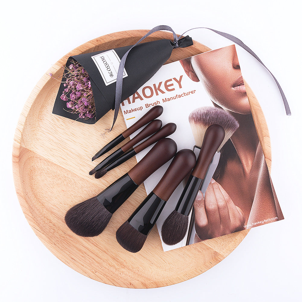 6-Piece Portable Animal Hair Makeup Brush Set