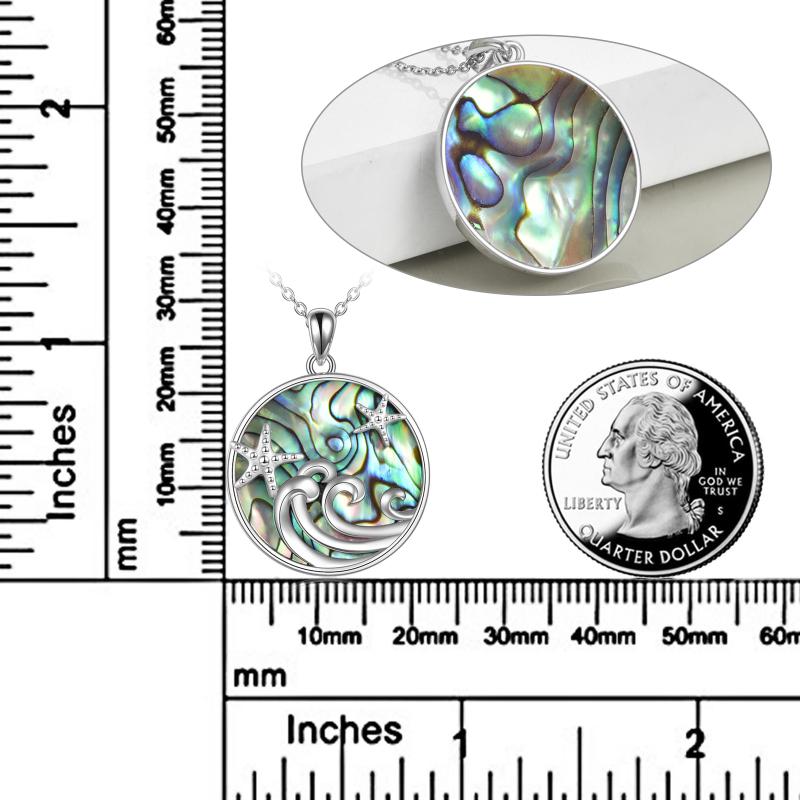 Sterling Silver Ocean Wave Abalone Shellfish Necklace Starfish Pendant Ocean Jewelry
