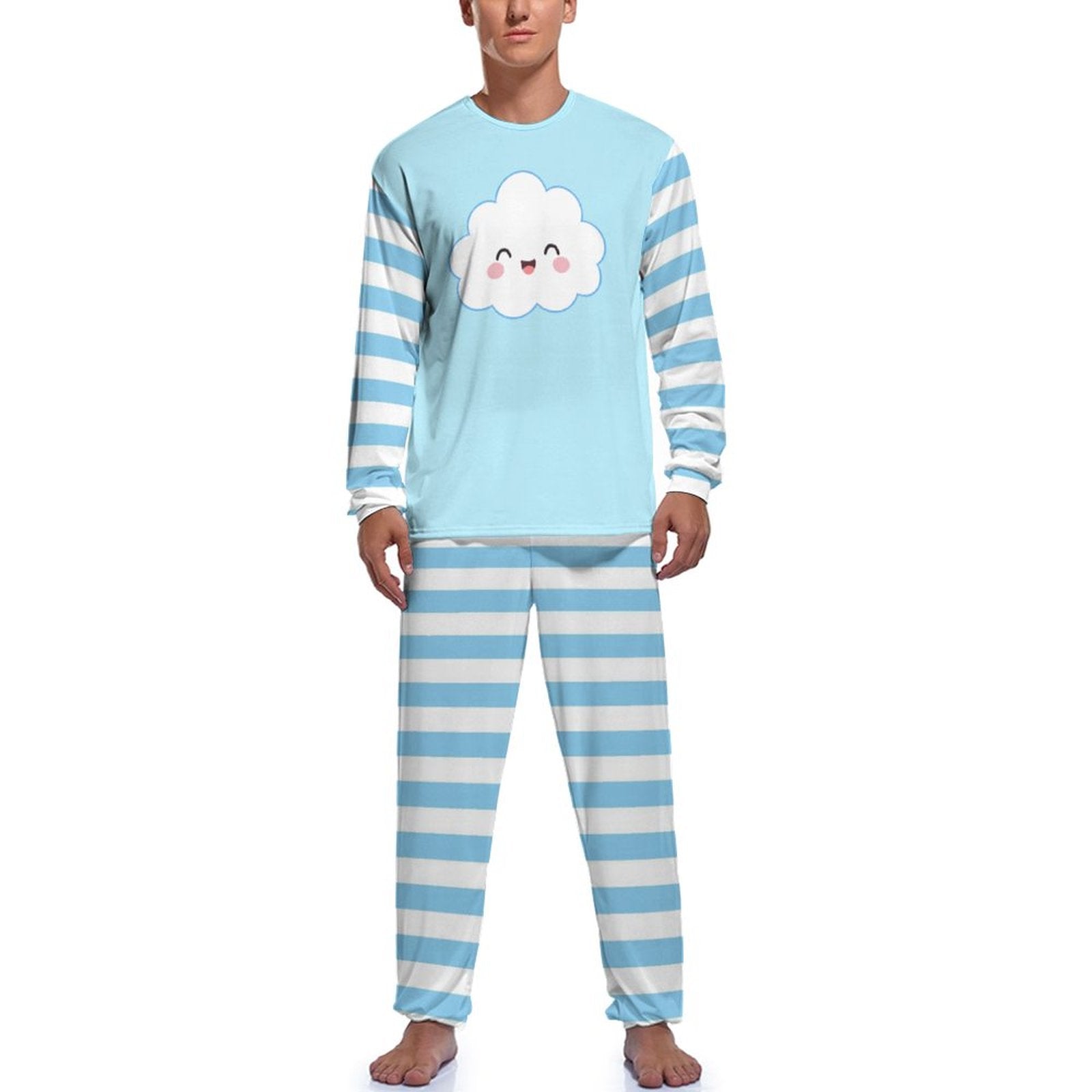 Kawaii Cloud Stripe Pajamas Set