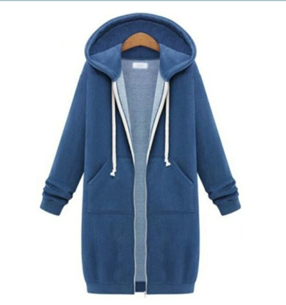 Hooded Long-sleeved Winter Sweater Women's Jacket In A Long Thick Shirt