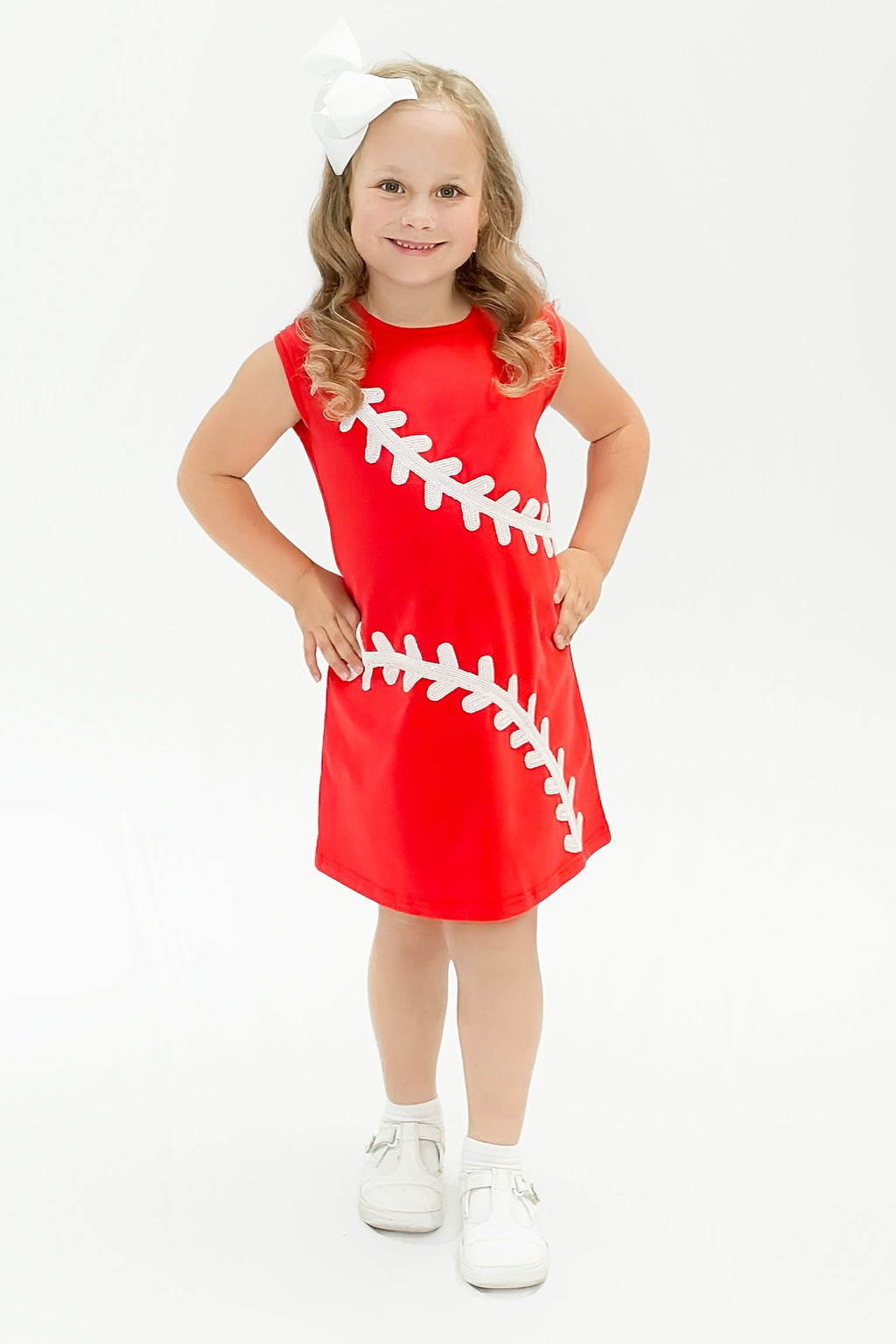 Girls Sequin Baseball Red Dress
